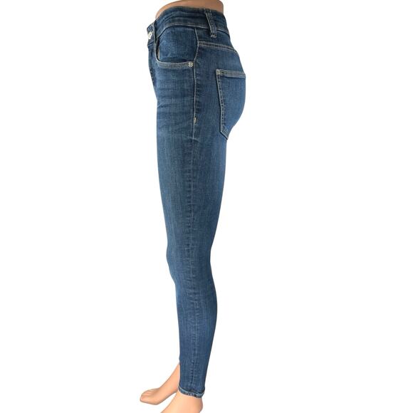 Zara Women's Blue High Waisted Medium Wash Stretch Skinny Denim Jeans Size 2 - Picture 2 of 5